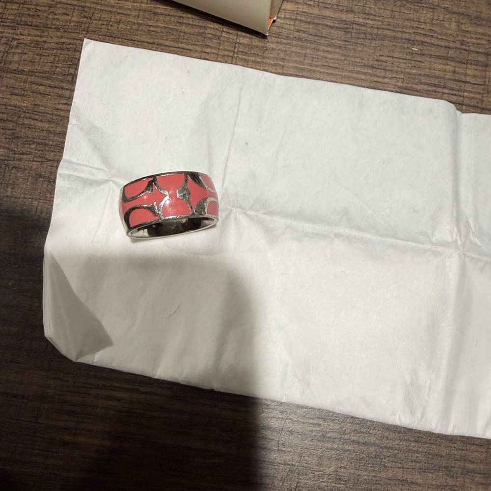 Coach Patchwork Pink Crystal Ombre Signature Ring - Picture 4 of 7